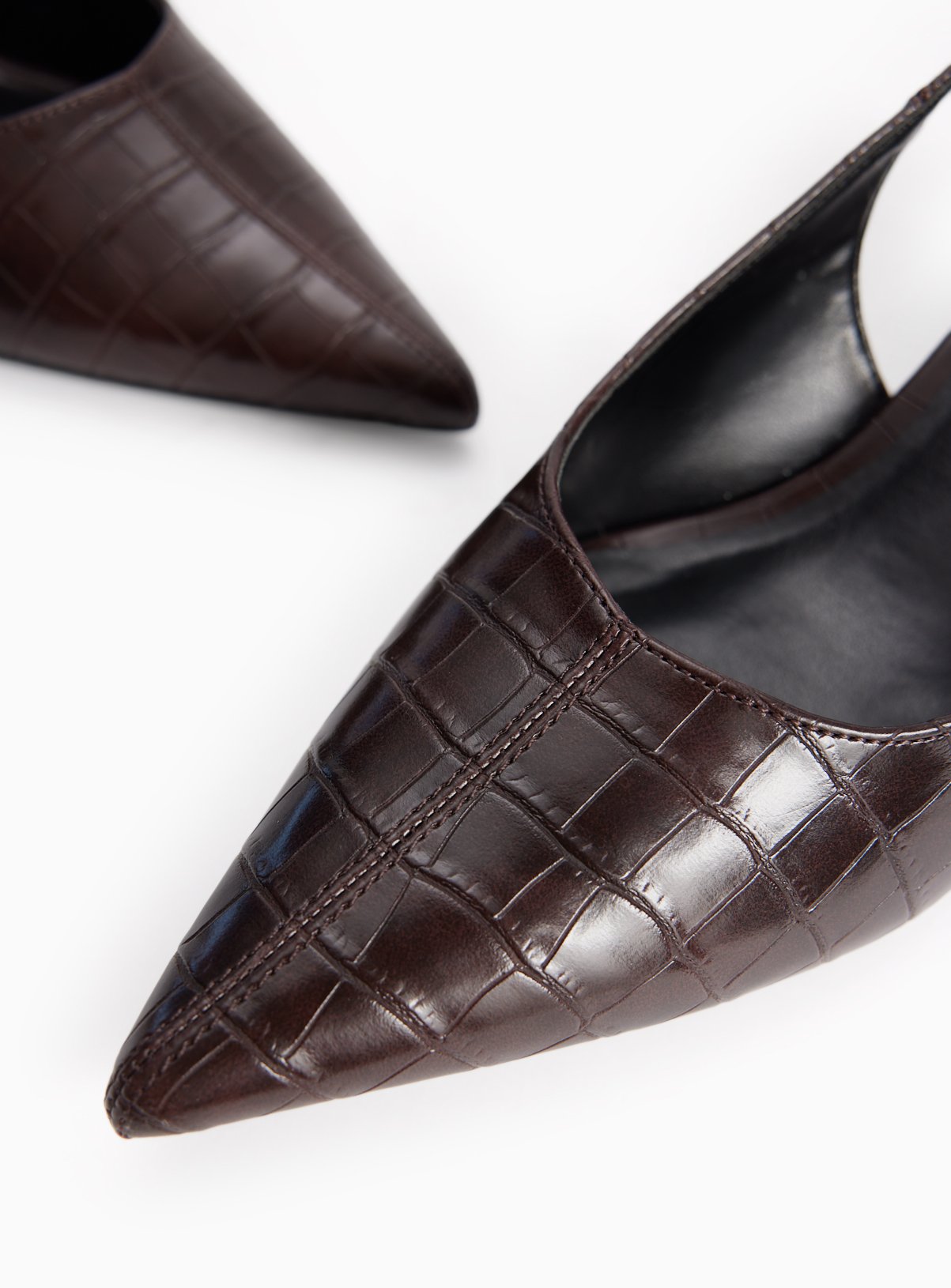 Dark Red Wedge Faux Leather Croc Detail Slingback Shoes 7 - Image 3 thumbnail